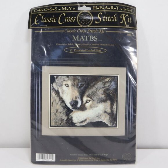 Classic Cross Stitch Kit Mates Wolves Outdoor Wildlife Animal 16.8" x 12.6" - Picture 2 of 6